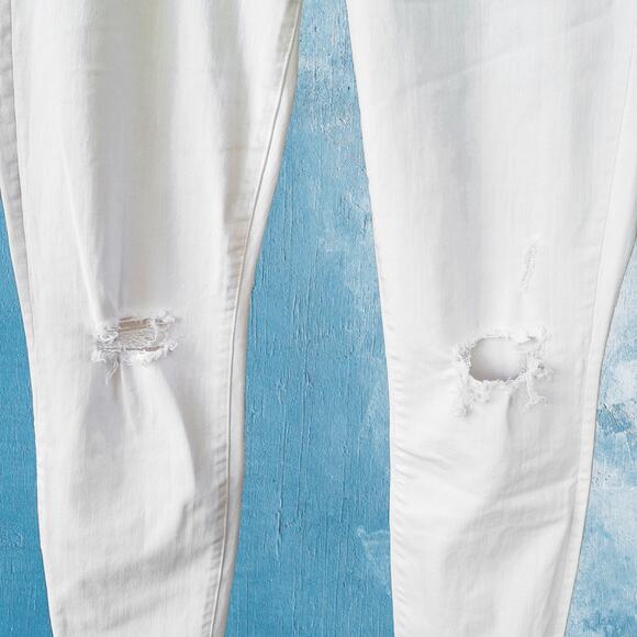 MOTHER The Looker Ankle Fray Jeans Size 29 Little Miss Innocent White Distressed - Picture 12 of 13